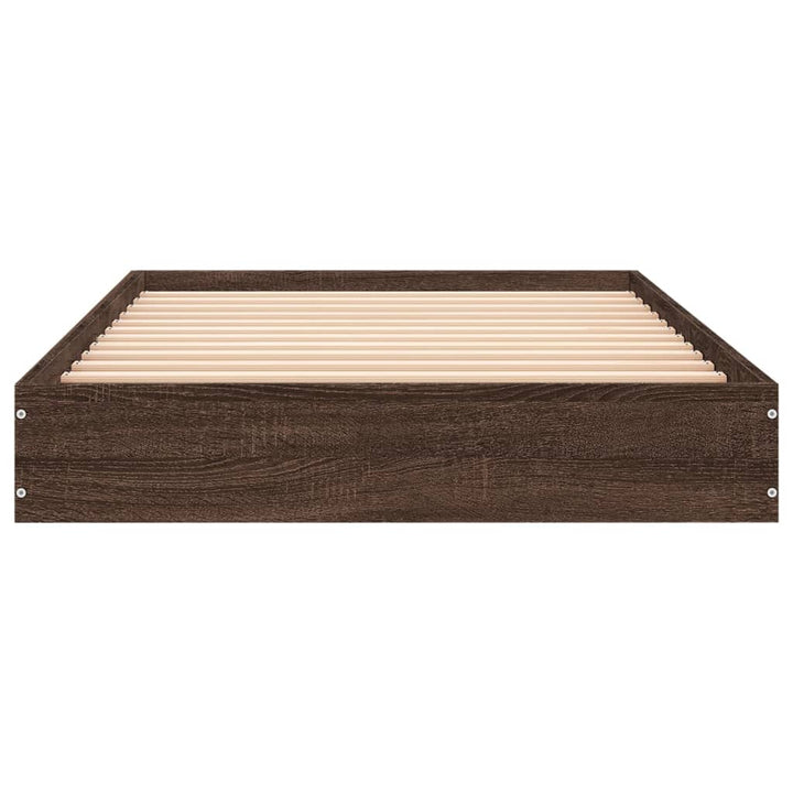 sengeramme 75x190 cm uden madras konstrueret træ brunt eg