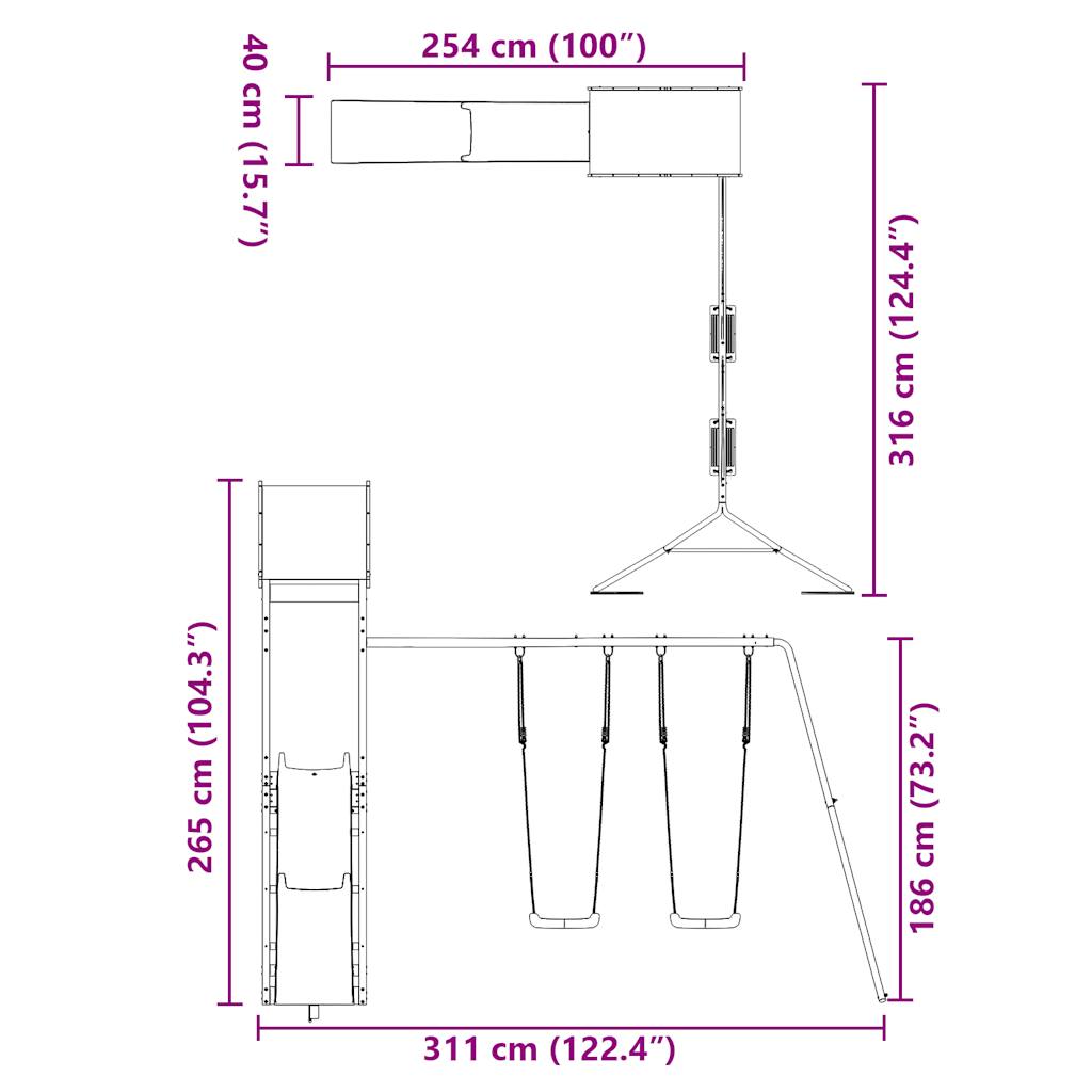 udendørs legesæt massivt fyrretræ