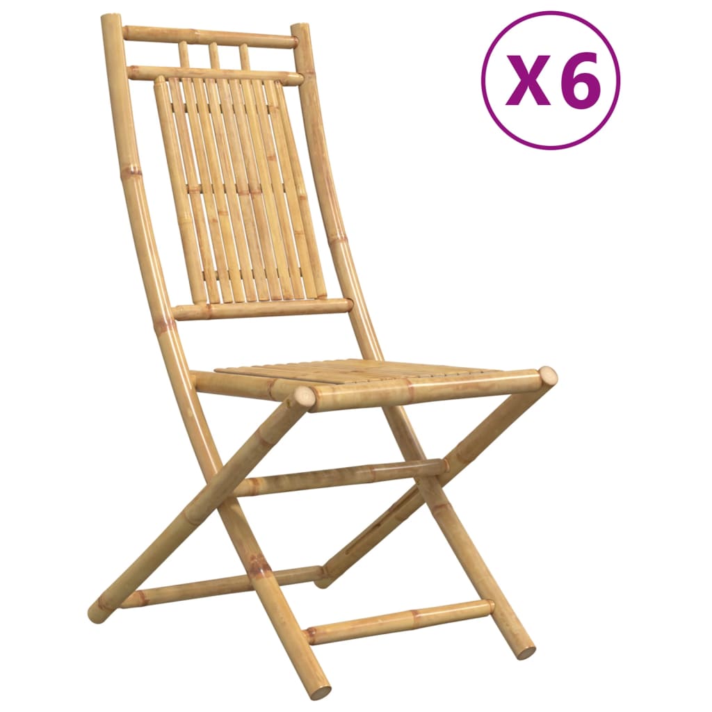 foldbare havestole 6 stk. 46x66x99 cm bambus