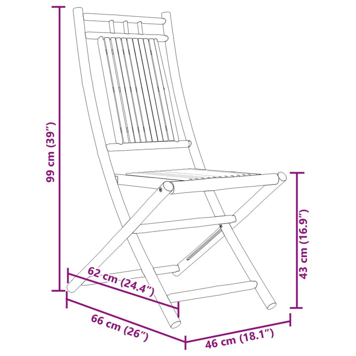 foldbare havestole 8 stk. 46x66x99 cm bambus