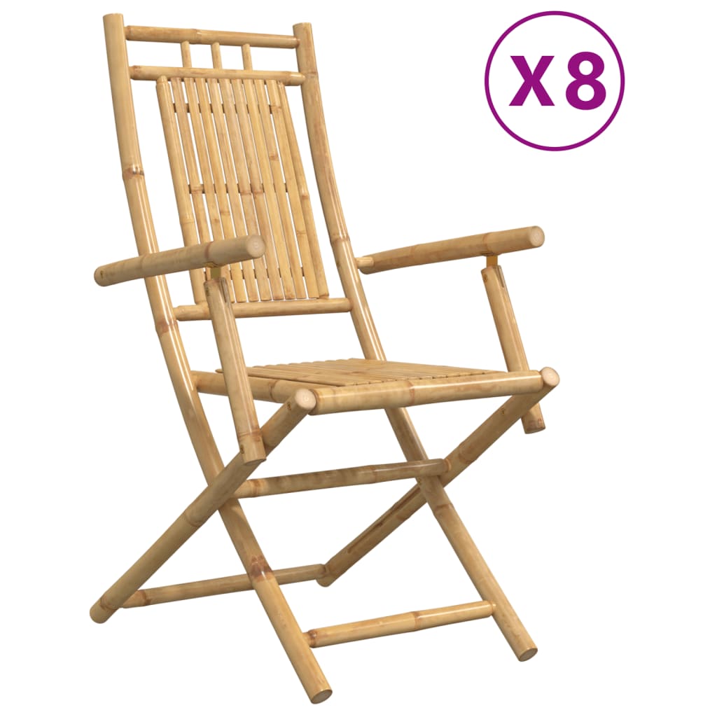 foldbare havestole 8 stk. 53x66x99 cm bambus