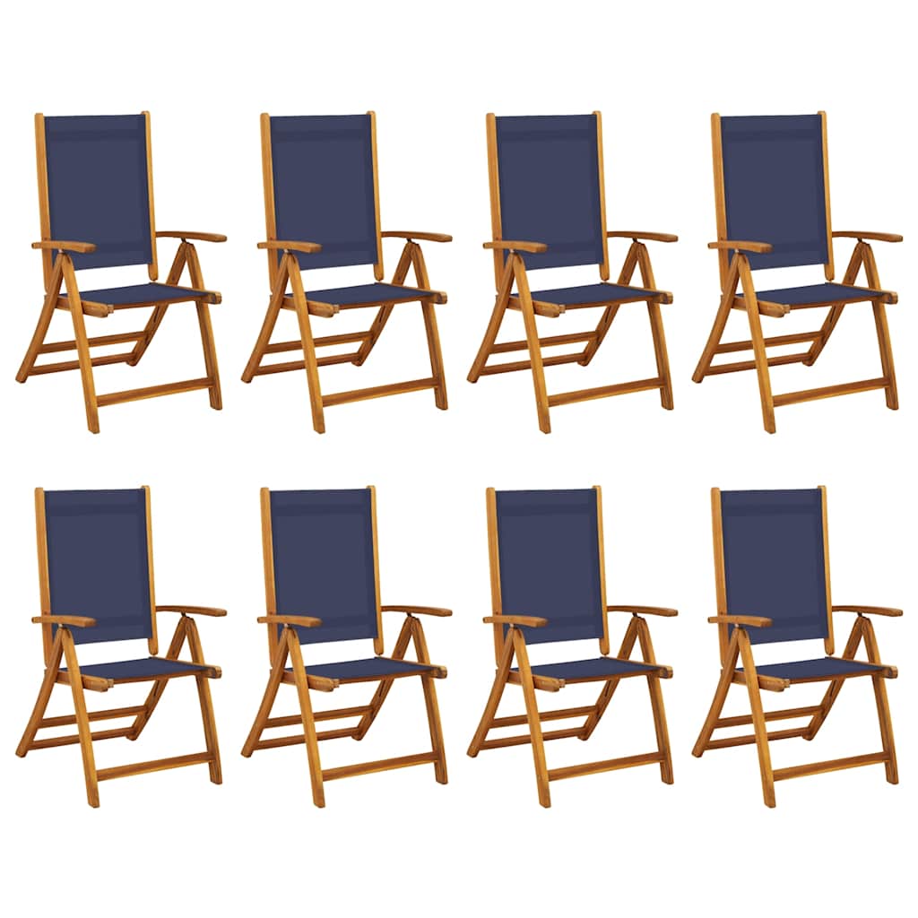 foldbare havestole 8 stk. massivt akacietræ og textilene