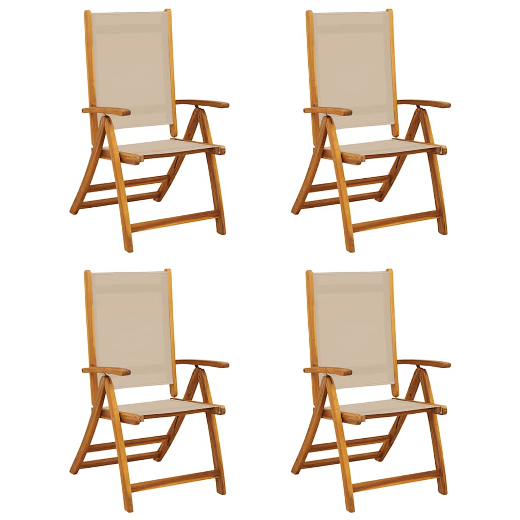 foldbare havestole 4 stk. massivt akacietræ og textilene