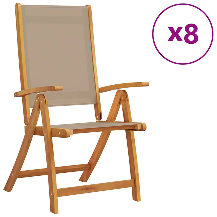 Klapstole 8 stk. Massivt træ akacie og textilene