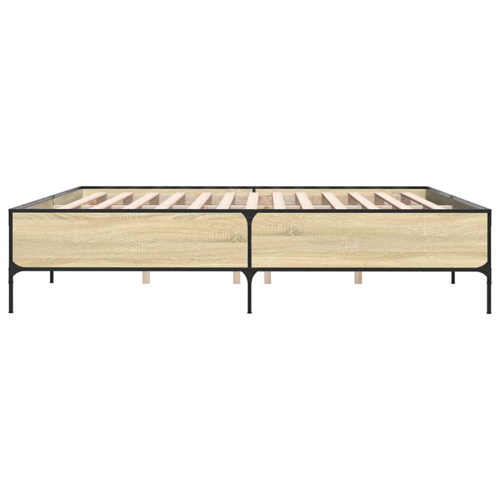 sengestel 200x200 cm konstrueret træ og metal sonoma-eg