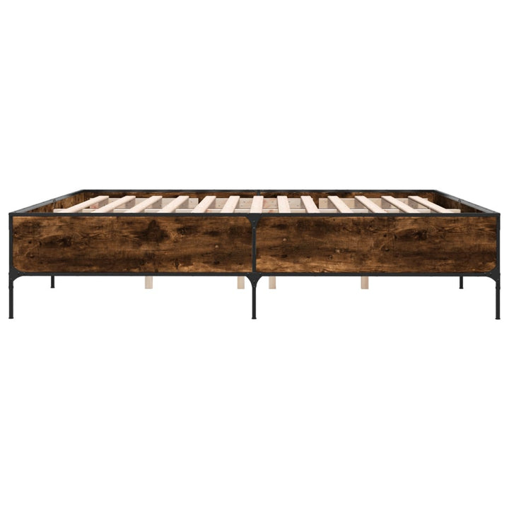 sengestel 200x200cm konstrueret træ og metal røget egetræsfarve