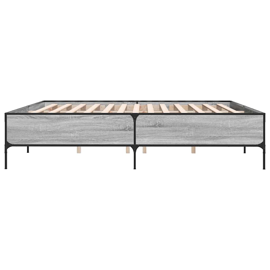 sengestel 200x200 cm konstrueret træ og metal grå sonoma-eg