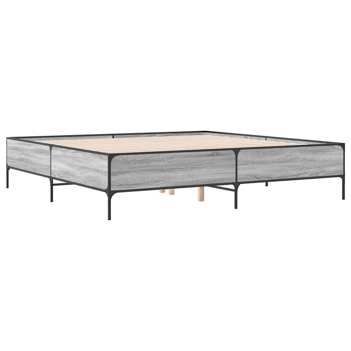 sengestel 200x200 cm konstrueret træ og metal grå sonoma-eg