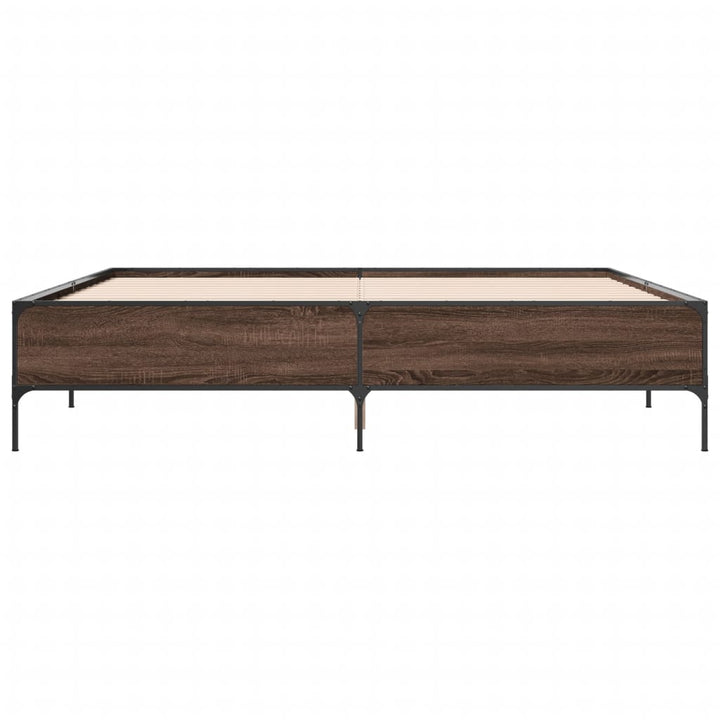 sengeramme 200x200 cm konstrueret træ og metal brun egetræ