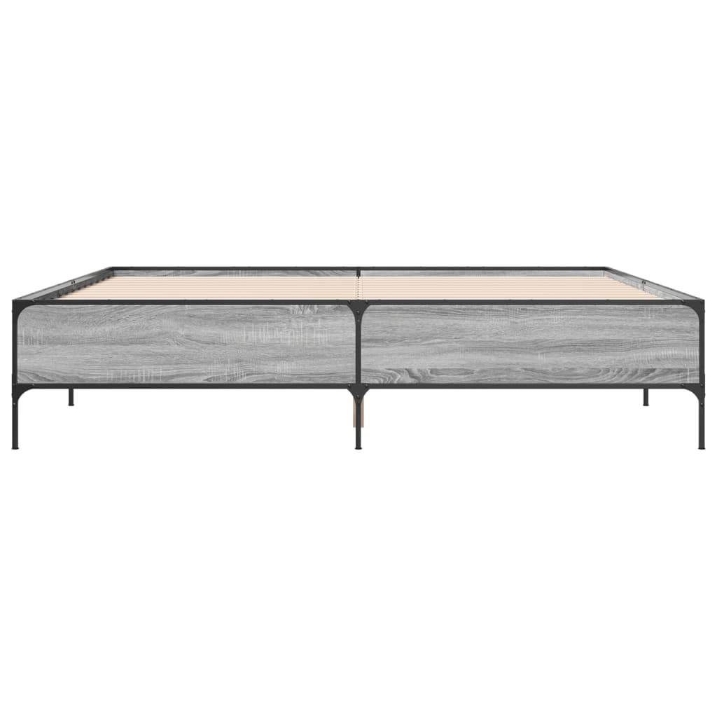sengestel 180x200 cm konstrueret træ og metal grå sonoma-eg