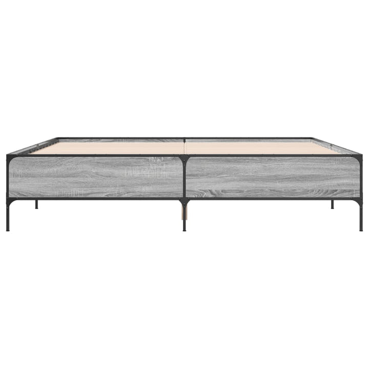 sengestel 180x200 cm konstrueret træ og metal grå sonoma-eg