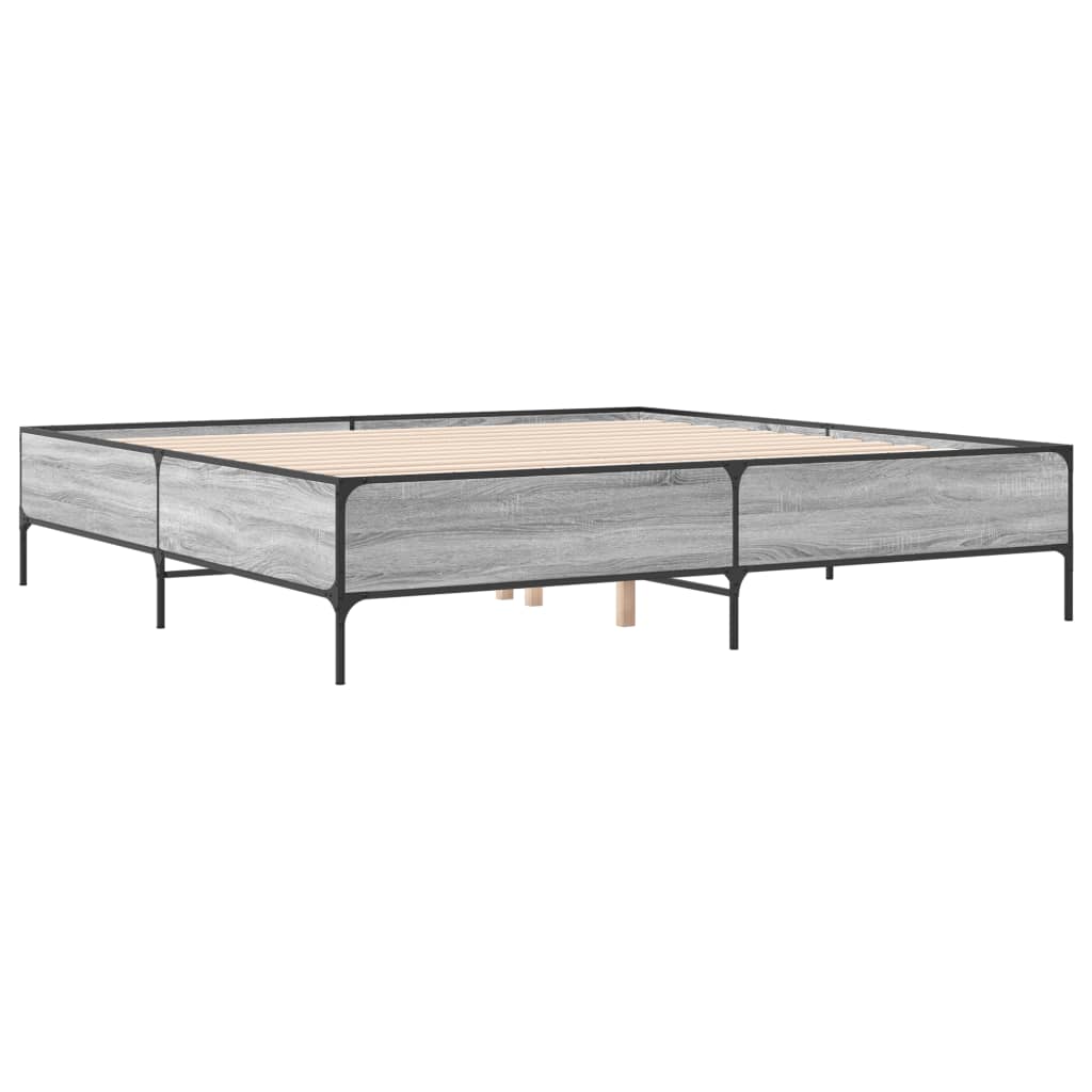 sengestel 180x200 cm konstrueret træ og metal grå sonoma-eg