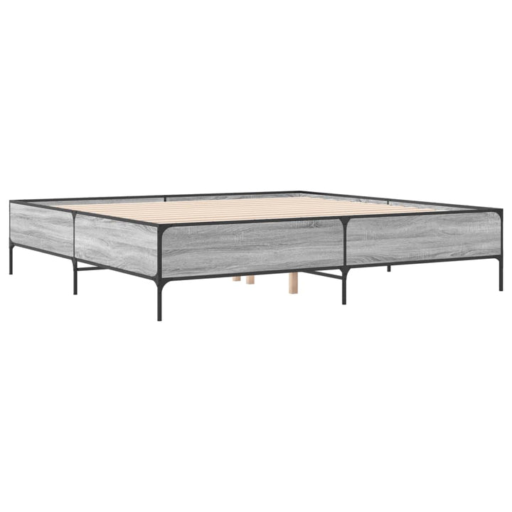 sengestel 180x200 cm konstrueret træ og metal grå sonoma-eg