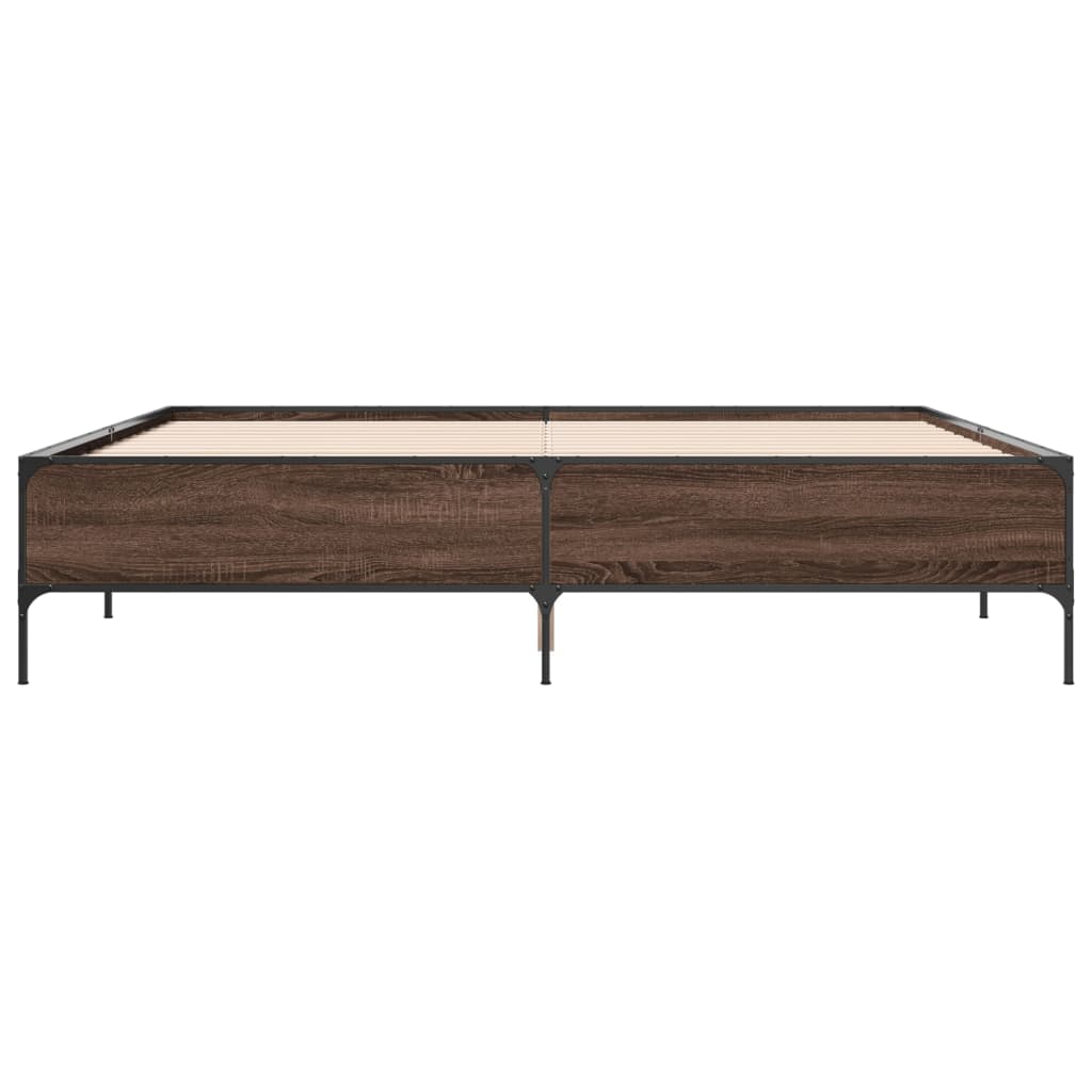 sengestel 180x200 cm konstrueret træ og metal brun egetræ