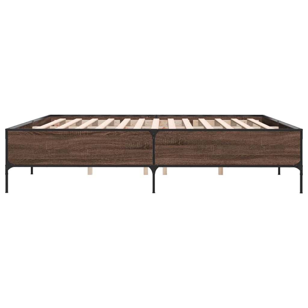 sengestel 180x200 cm konstrueret træ og metal brun egetræ