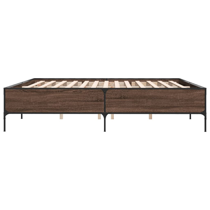 sengestel 180x200 cm konstrueret træ og metal brun egetræ