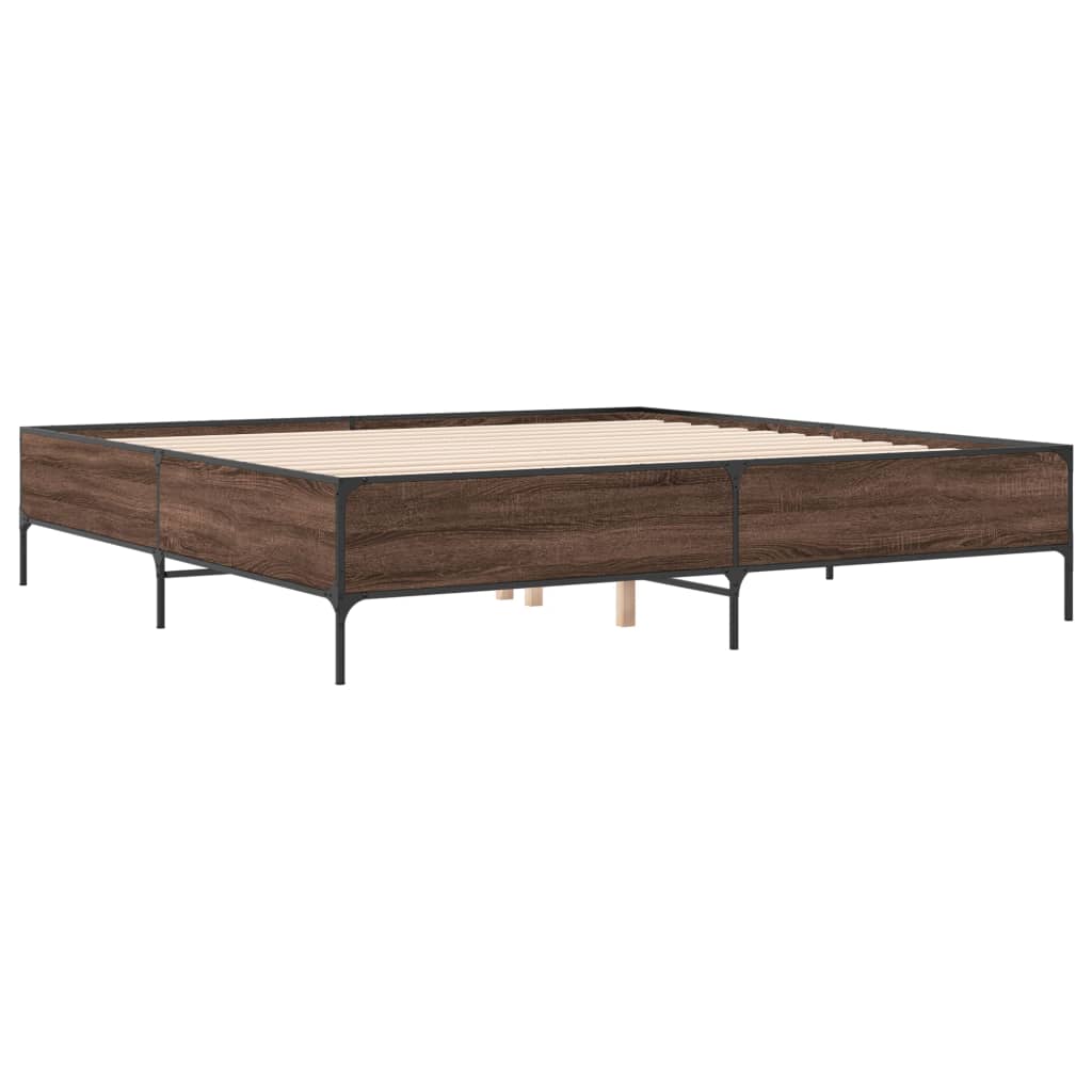 sengestel 180x200 cm konstrueret træ og metal brun egetræ