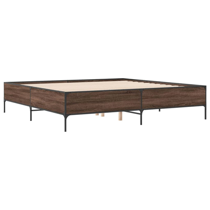 sengestel 180x200 cm konstrueret træ og metal brun egetræ
