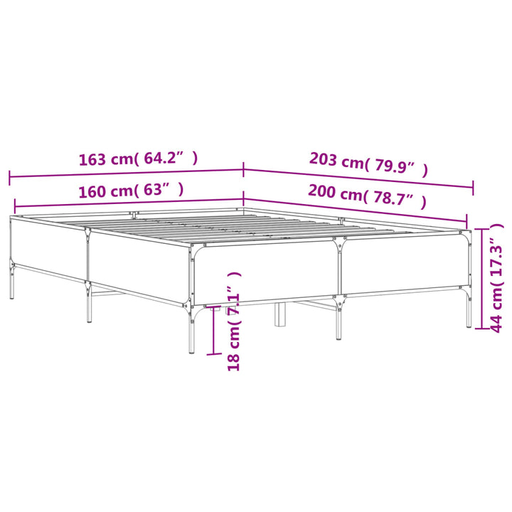 sengestel 160x200 cm konstrueret træ og metal sort