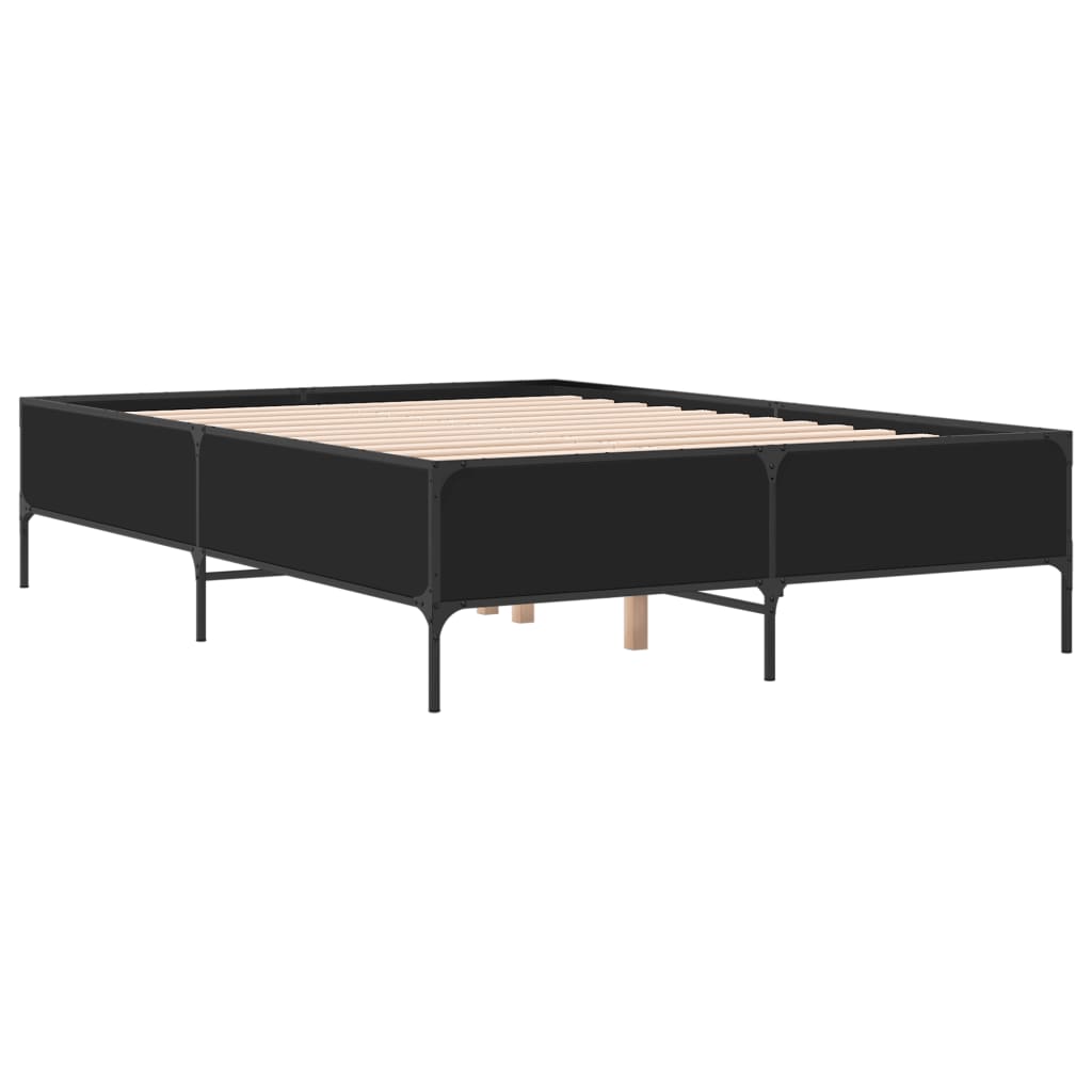 sengestel 150x200 cm konstrueret træ og metal sort