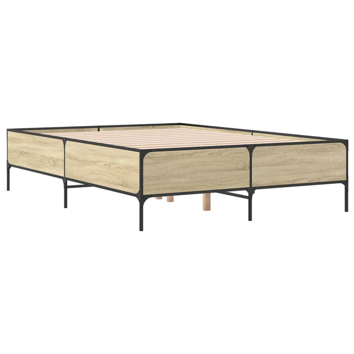 sengestel 150x200 cm konstrueret træ og metal sonoma-eg