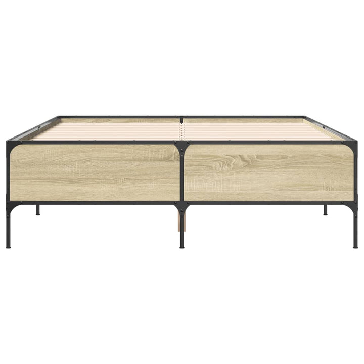 sengestel 140x200 cm konstrueret træ og metal sonoma-eg