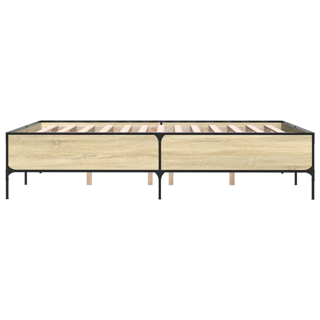 sengestel 140x200 cm konstrueret træ og metal sonoma-eg