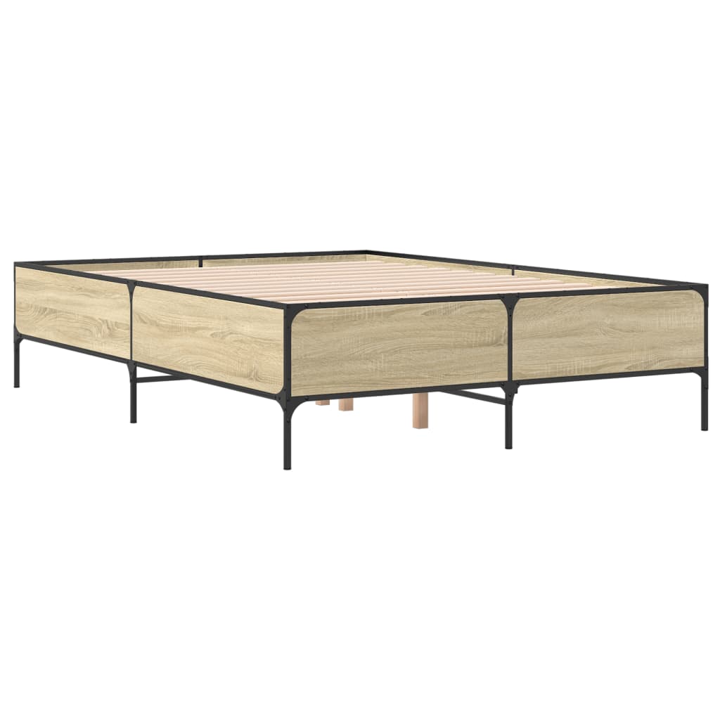 sengestel 140x200 cm konstrueret træ og metal sonoma-eg