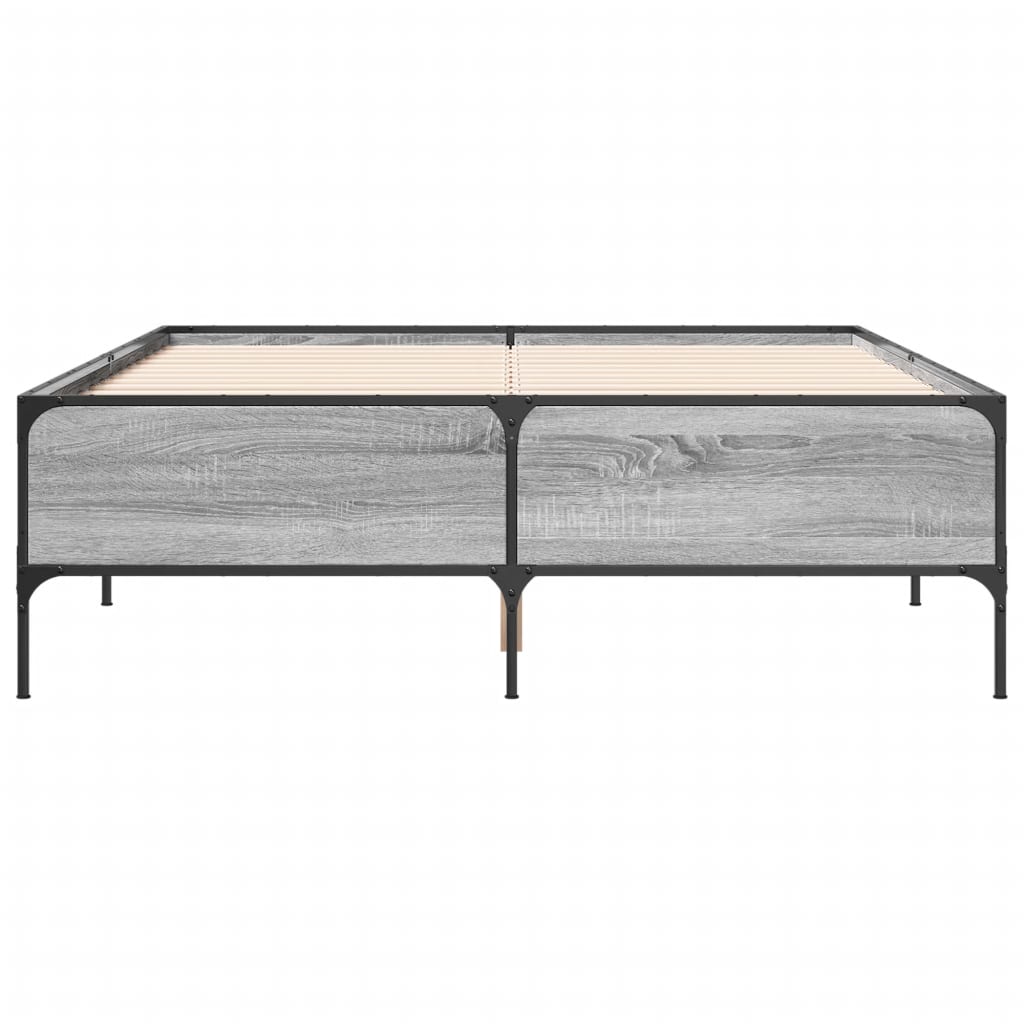 sengestel 140x200 cm konstrueret træ og metal grå sonoma-eg