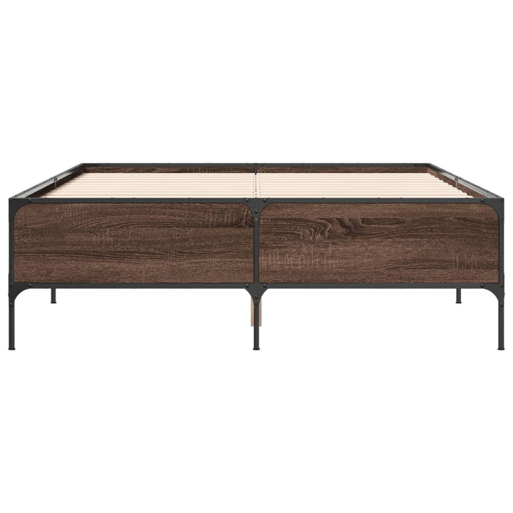 sengestel 140x200 cm konstrueret træ og metal brun egetræ