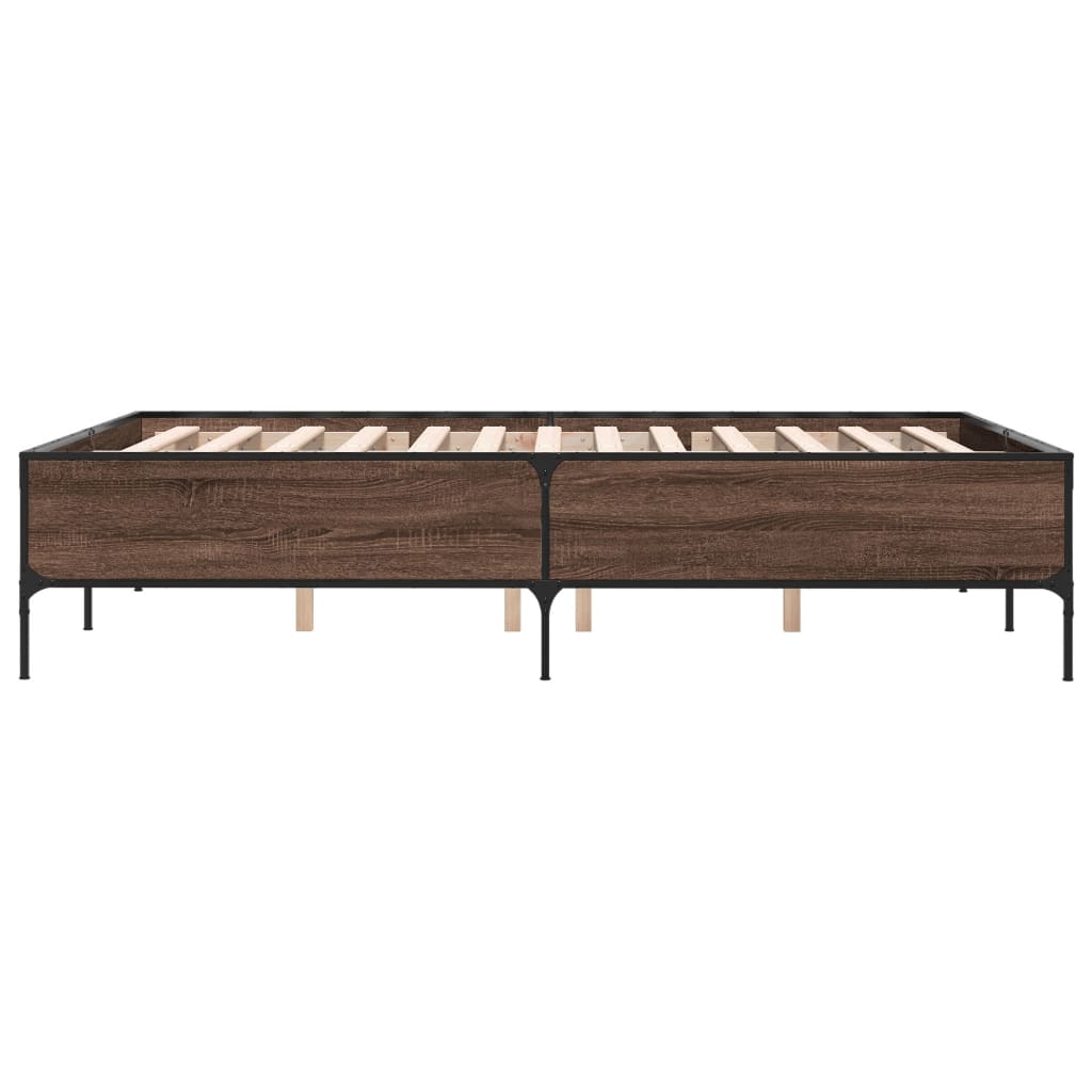 sengestel 140x200 cm konstrueret træ og metal brun egetræ