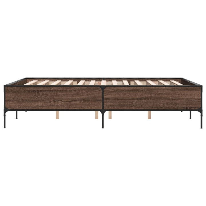 sengestel 140x200 cm konstrueret træ og metal brun egetræ