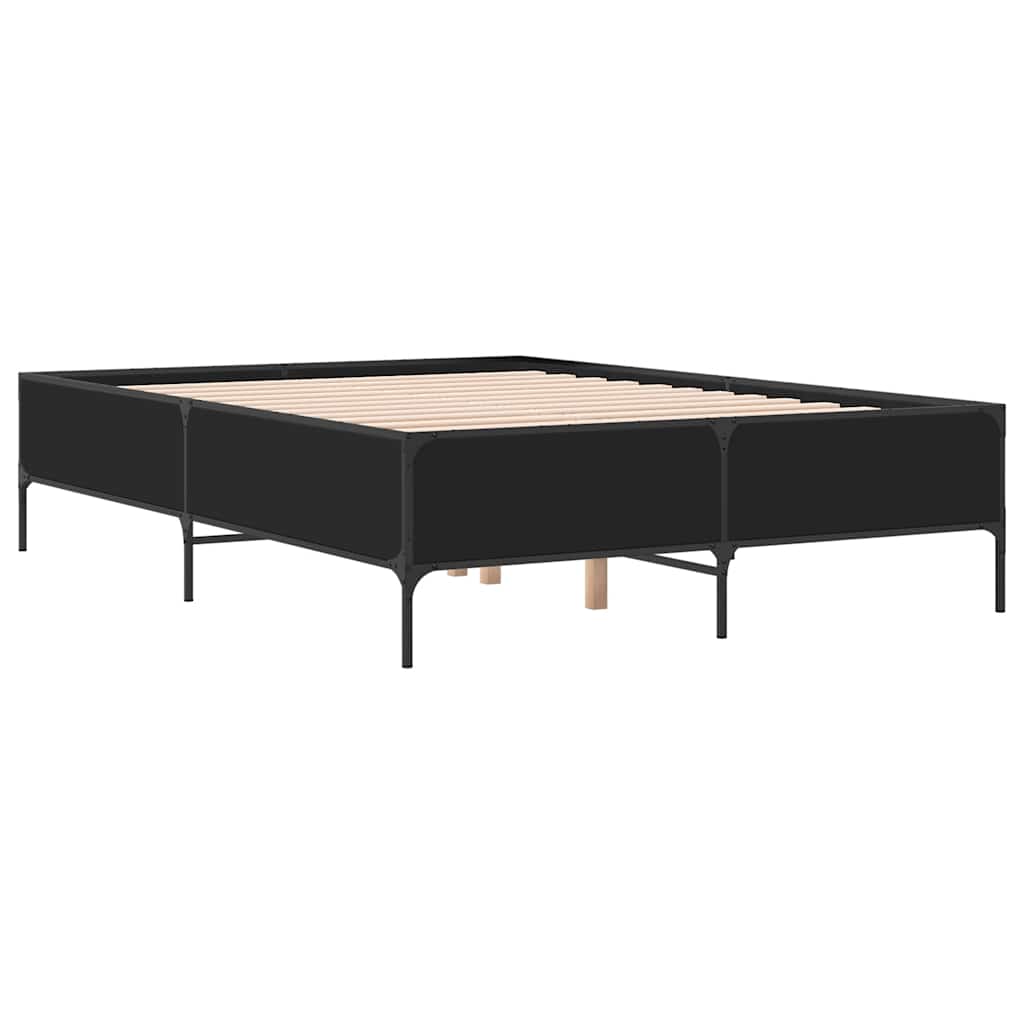 sengestel 120x200 cm konstrueret træ og metal sort