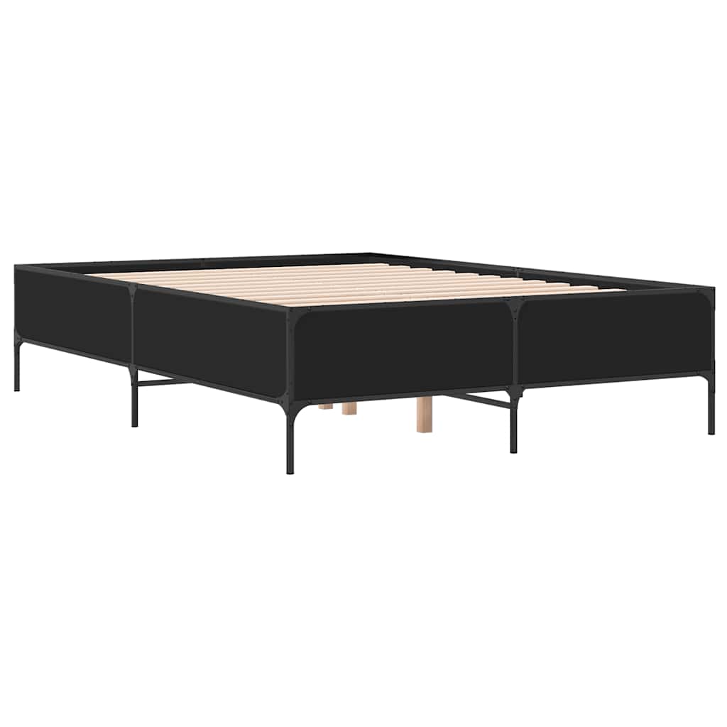 sengestel 120x200 cm konstrueret træ og metal sort