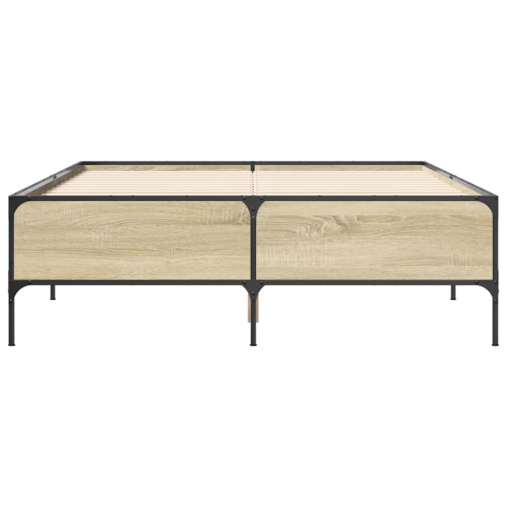 sengestel 120x200 cm konstrueret træ og metal sonoma-eg