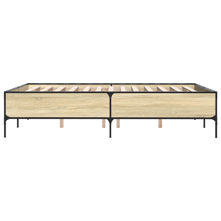sengestel 120x200 cm konstrueret træ og metal sonoma-eg