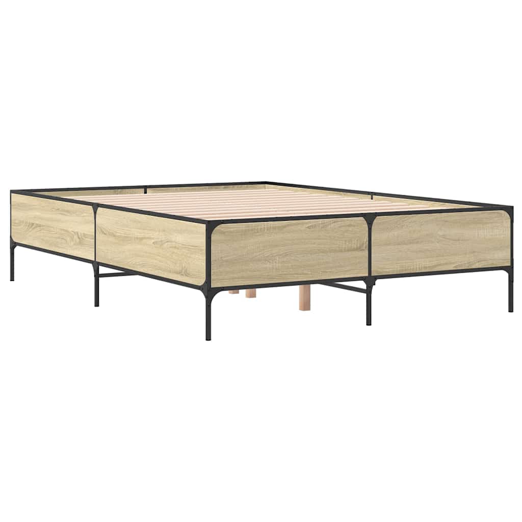 sengestel 120x200 cm konstrueret træ og metal sonoma-eg