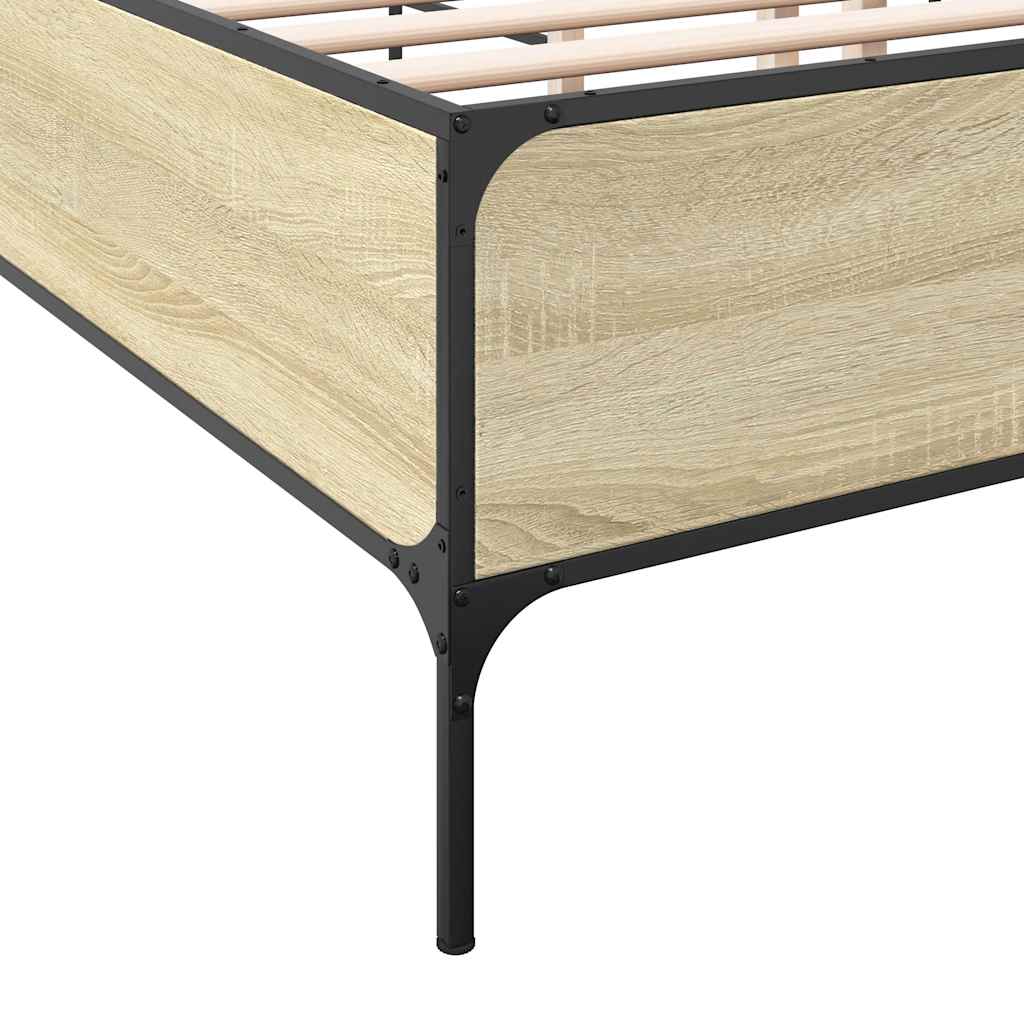sengestel 120x200 cm konstrueret træ og metal sonoma-eg