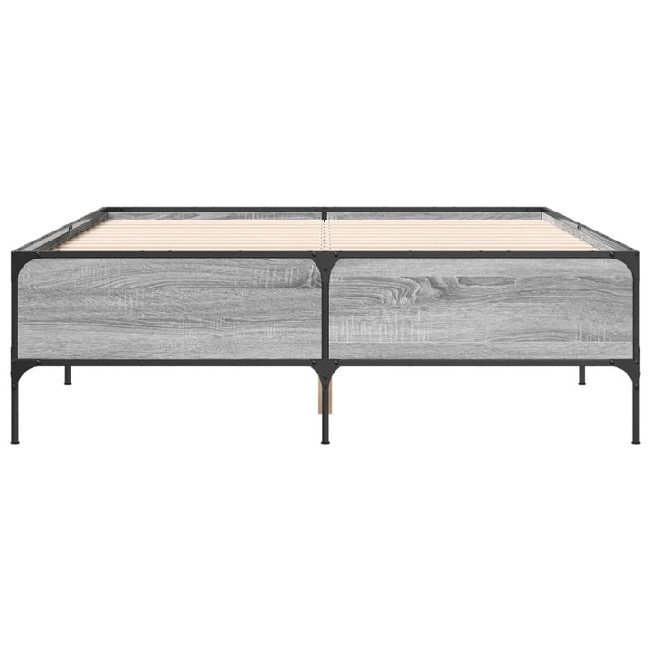 sengestel 120x200 cm konstrueret træ og metal grå sonoma-eg