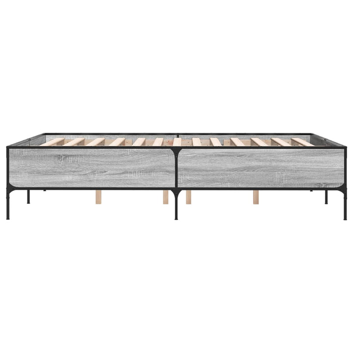 sengestel 120x200 cm konstrueret træ og metal grå sonoma-eg