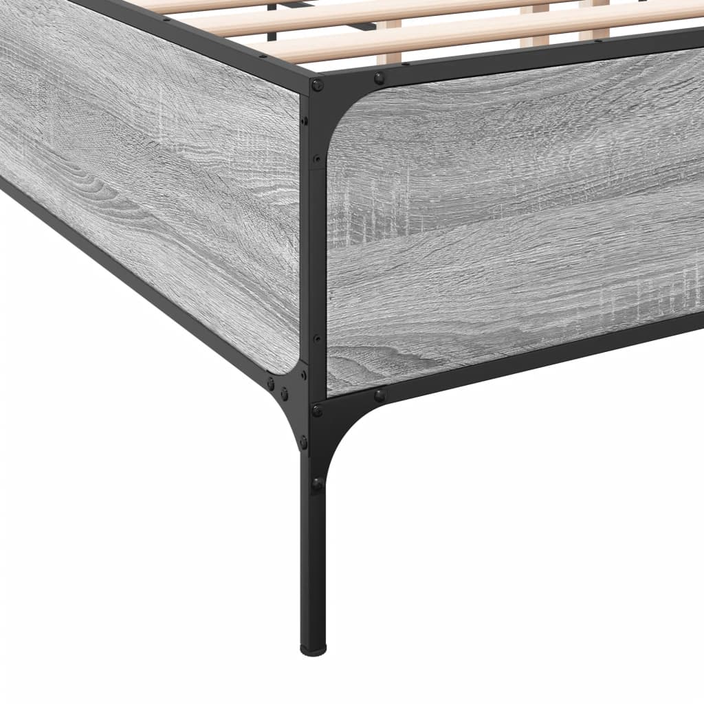 sengestel 120x200 cm konstrueret træ og metal grå sonoma-eg