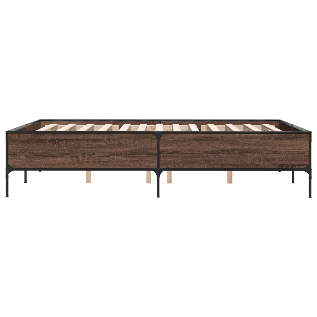 sengestel 120x200 cm konstrueret træ og metal brun egetræ