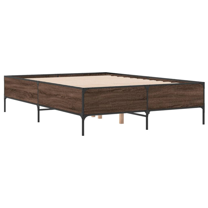 sengestel 120x200 cm konstrueret træ og metal brun egetræ