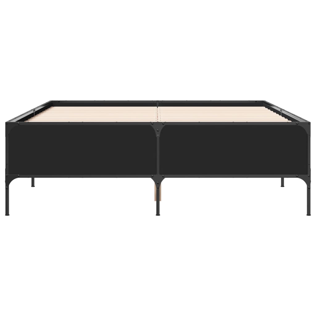 sengestel 140x190 cm konstrueret træ og metal sort