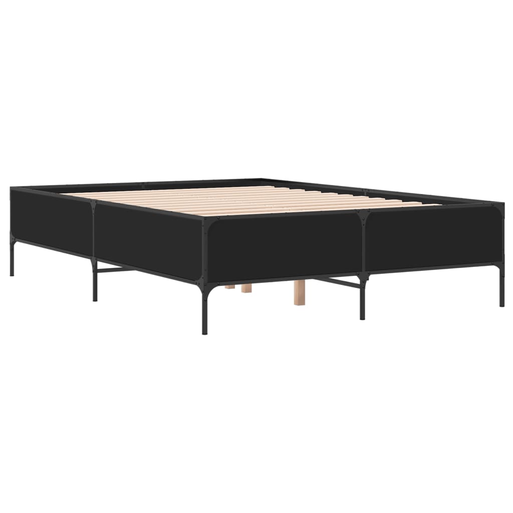 sengestel 140x190 cm konstrueret træ og metal sort