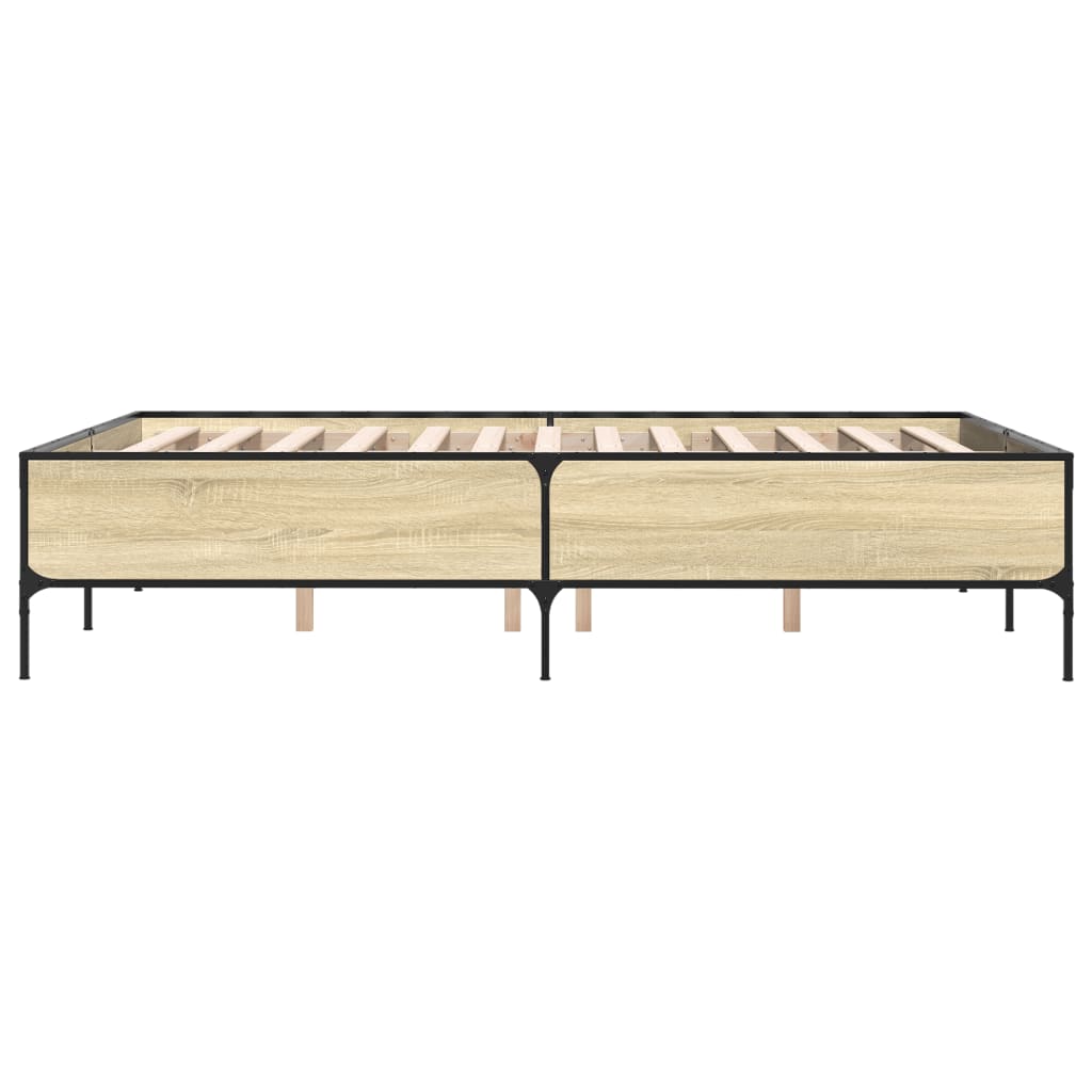 sengestel 140x190 cm konstrueret træ og metal sonoma-eg