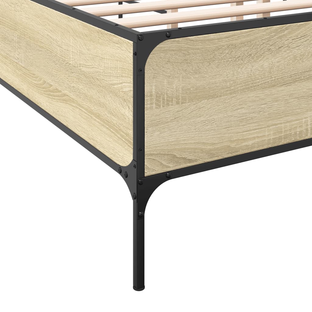 sengestel 140x190 cm konstrueret træ og metal sonoma-eg