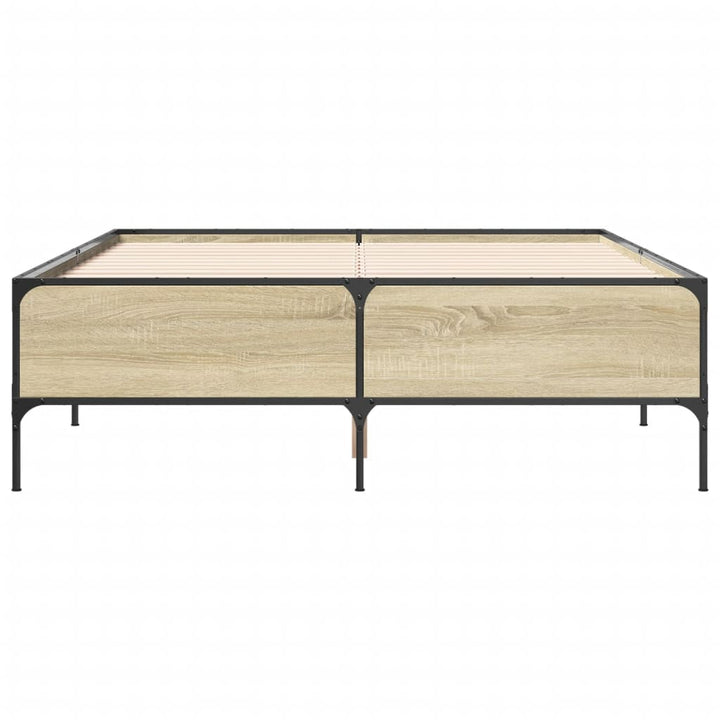 sengestel 135x190 cm konstrueret træ og metal sonoma-eg