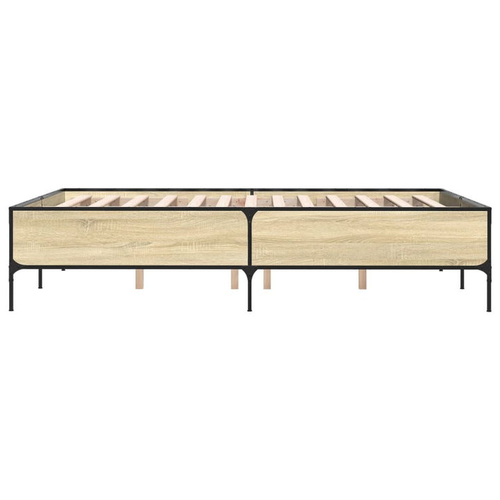 sengestel 135x190 cm konstrueret træ og metal sonoma-eg