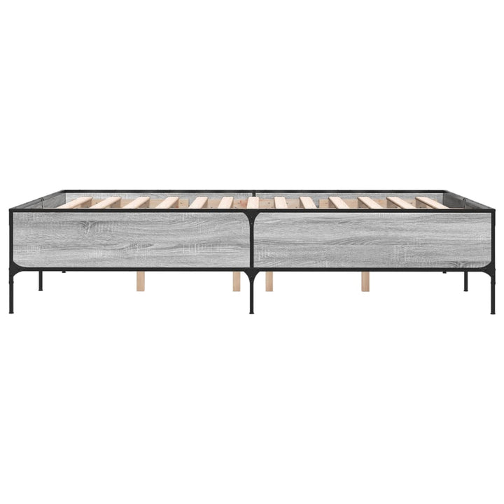 sengestel 135x190 cm konstrueret træ og metal grå sonoma-eg